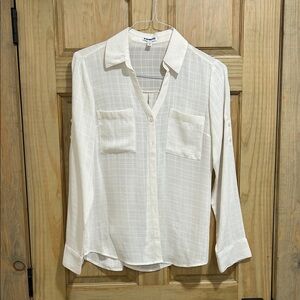 Express Ivory Checkered Blouse